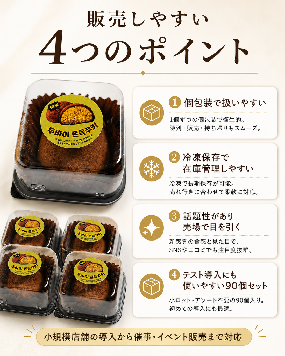 ドバイもちクッキーを業務用で仕入れるには？催事・イベント販売・カフェ導入向けに選び方を解説